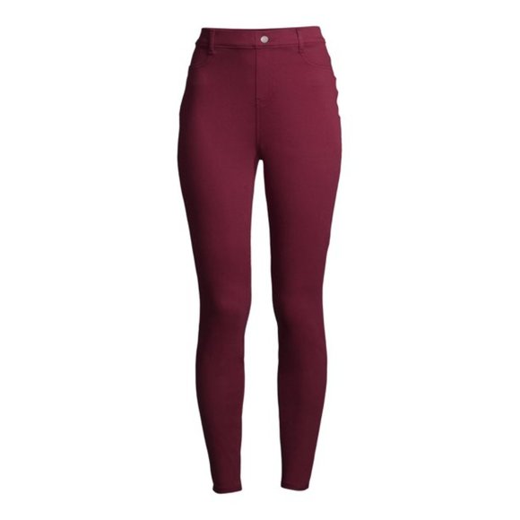 Time and Tru Women's High Rise Jeggings Burgundy Brick - Picture 5 of 7